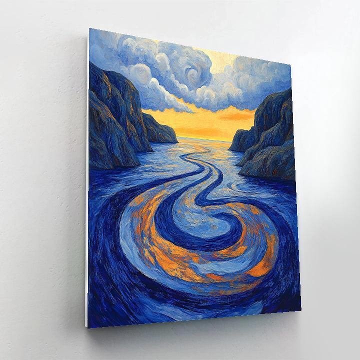 Edvard Munch Inspired Fjord Sunset Rhythm paint by number