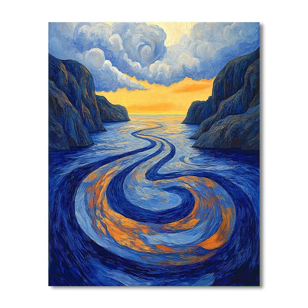 Edvard Munch Inspired Fjord Sunset Rhythm paint by number