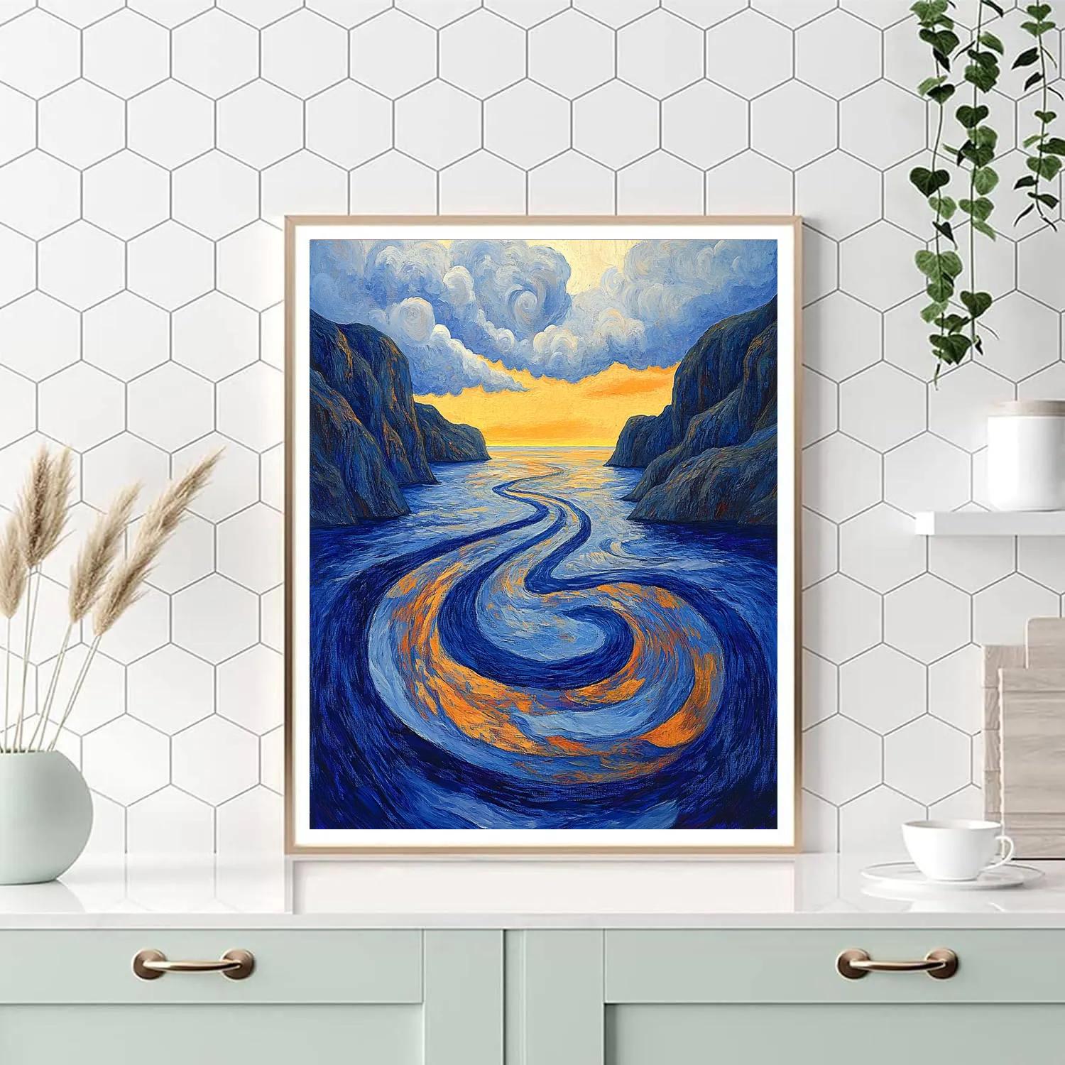 Edvard Munch Inspired Fjord Sunset Rhythm paint by number