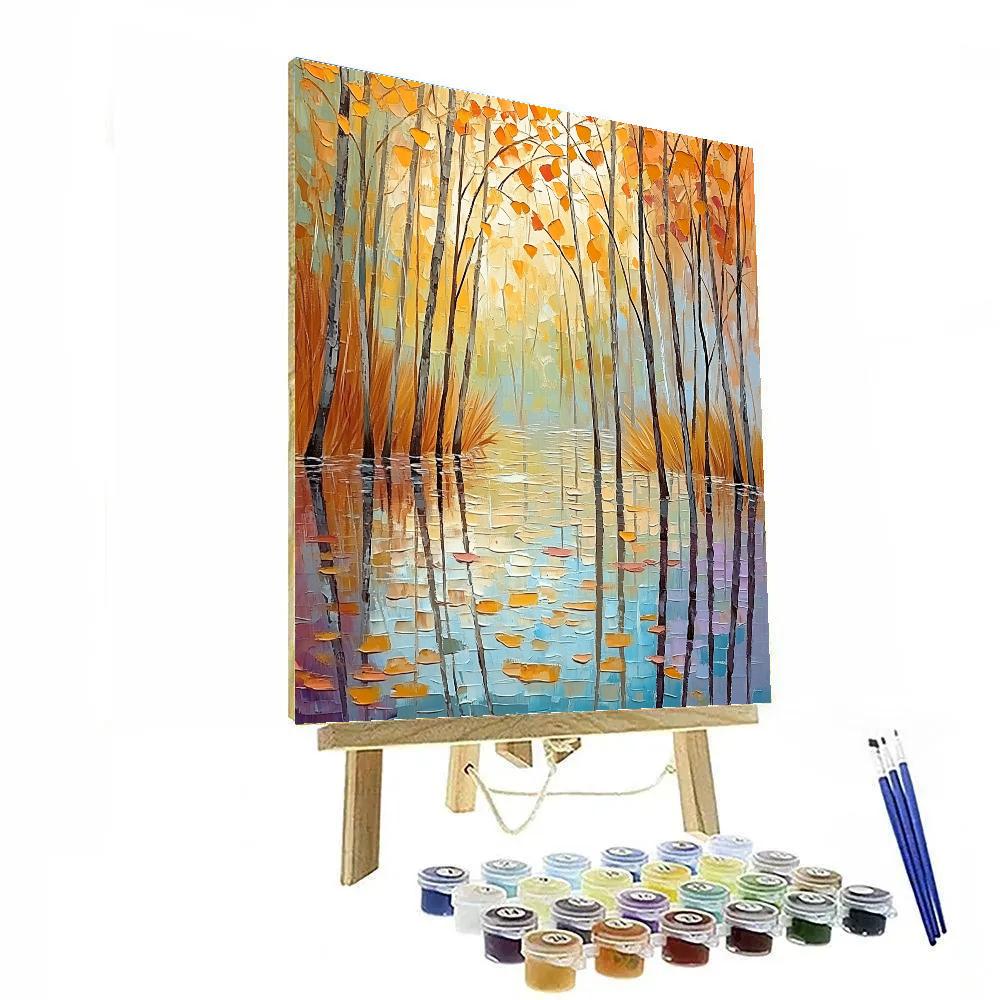 Claude Monet Inspired Autumnal Willow Reflection Numbered painting kits