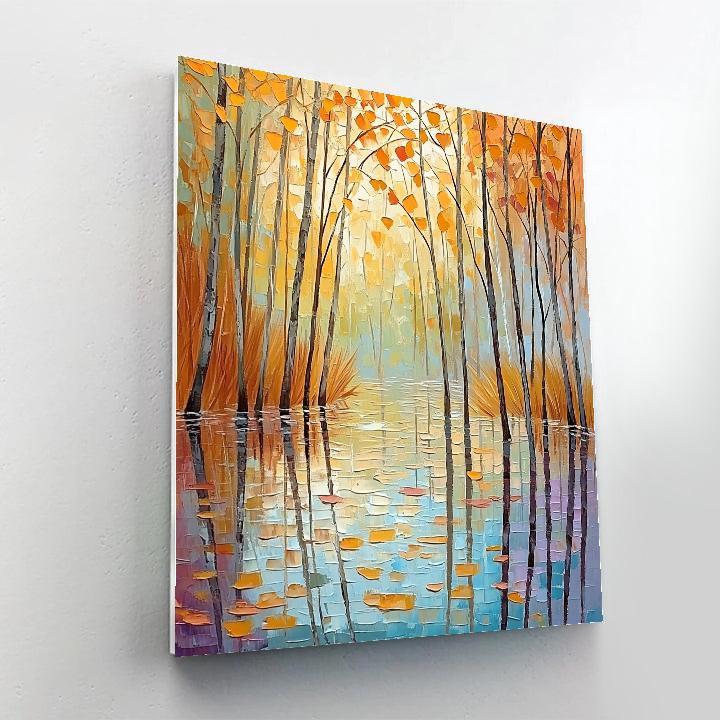 Claude Monet Inspired Autumnal Willow Reflection Numbered painting kits