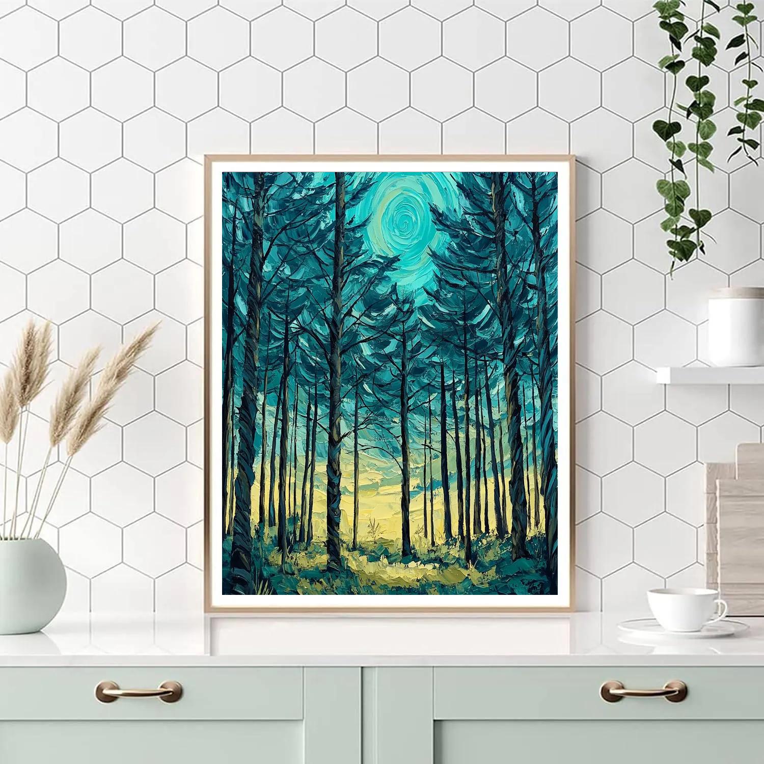 Edvard Munch Inspired Whispering Pine Expanse DIY paint by numbers