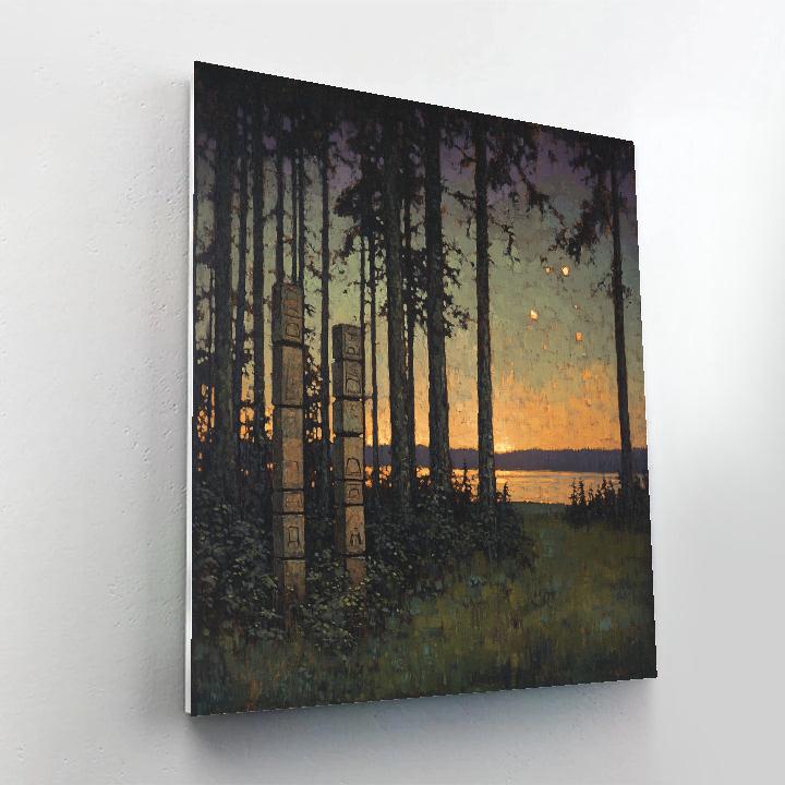 Emily Carr Inspired Totem Pole Grove At Dusk Paint by numbers kits