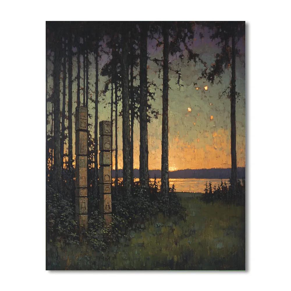 Emily Carr Inspired Totem Pole Grove At Dusk Paint by numbers kits