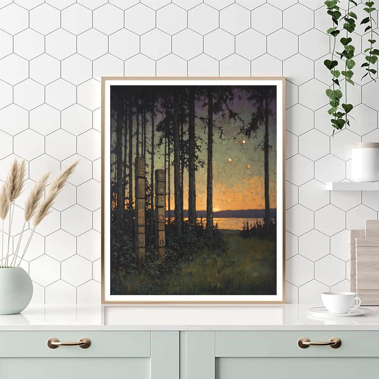 Emily Carr Inspired Totem Pole Grove At Dusk Paint by numbers kits