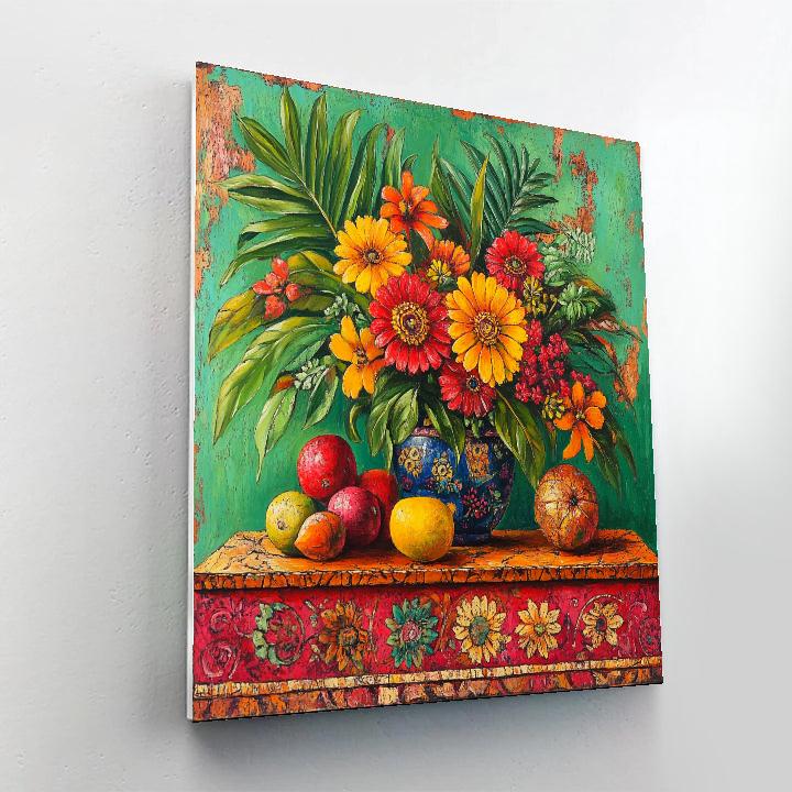 Frida Kahlo Inspired Tropical Still Life paint by color