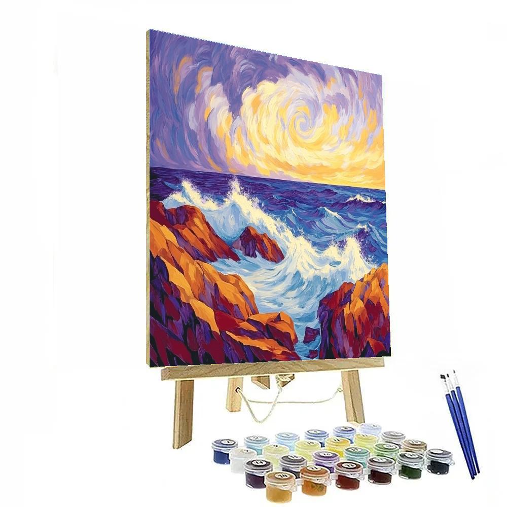 Edvard Munch Inspired Cosmic Tide And Weathered Rocks paint by numbers