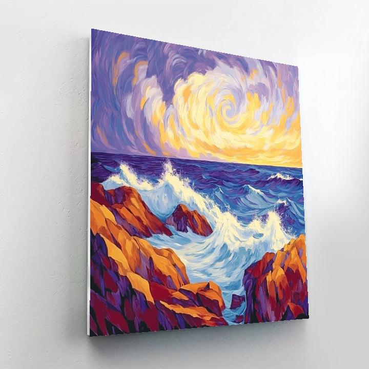 Edvard Munch Inspired Cosmic Tide And Weathered Rocks paint by numbers