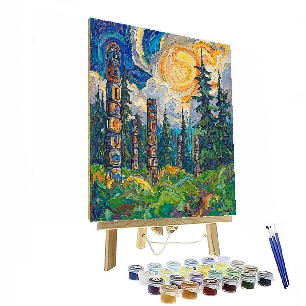 Emily Carr Inspired Mystic Totem Grove paint by number
