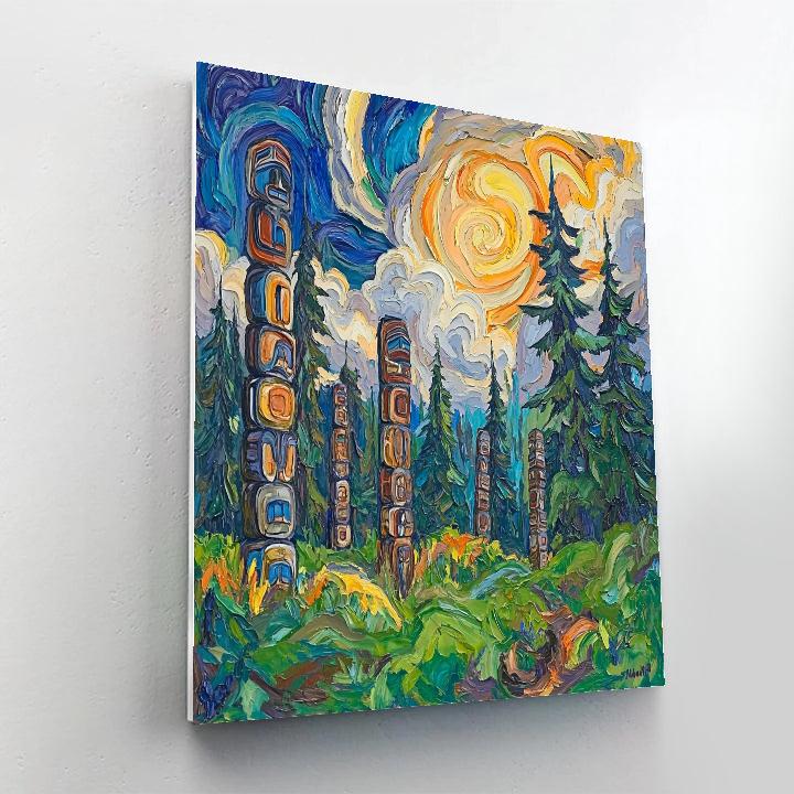 Emily Carr Inspired Mystic Totem Grove paint by number