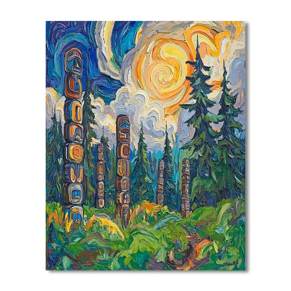 Emily Carr Inspired Mystic Totem Grove paint by number