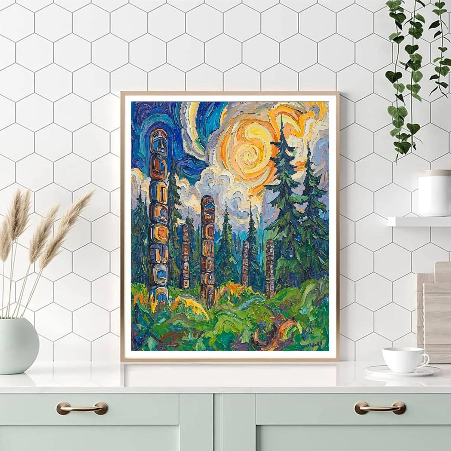 Emily Carr Inspired Mystic Totem Grove paint by number