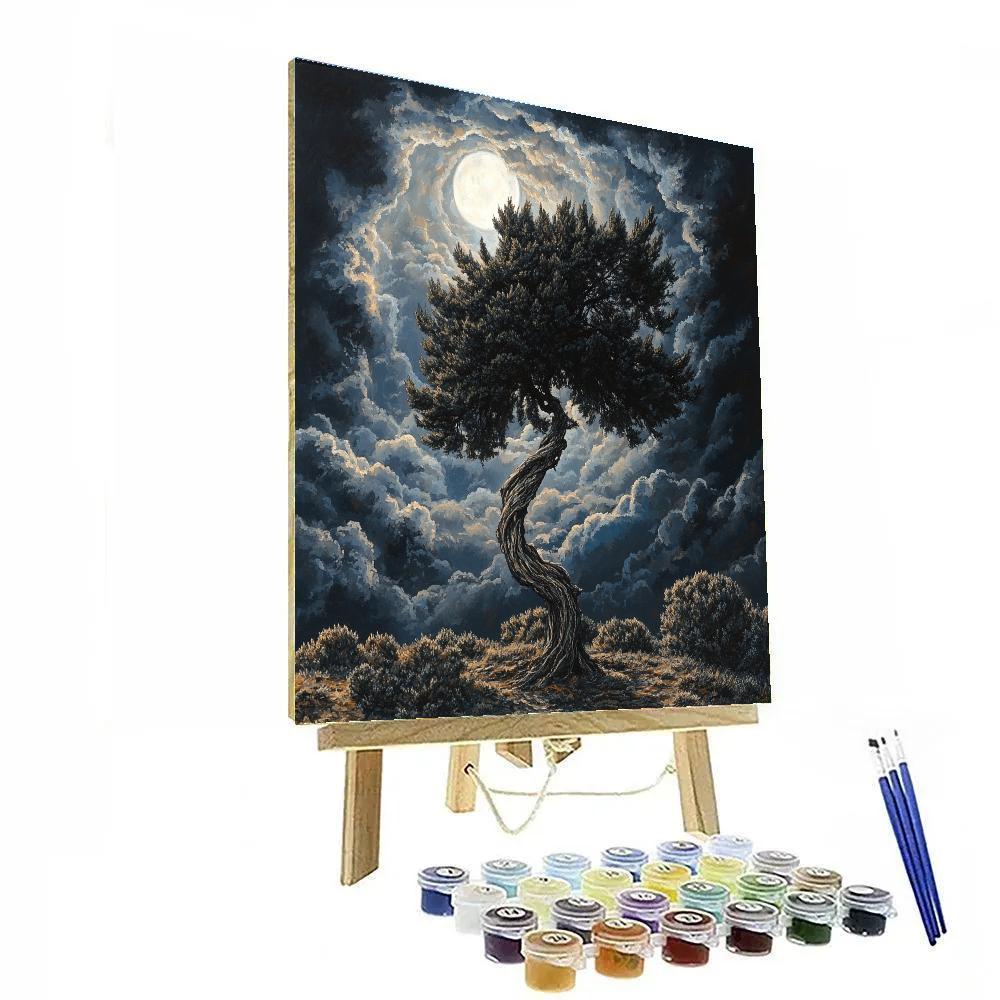 Francisco Goya Inspired Moonlit Cypress In Shadow painting number kit