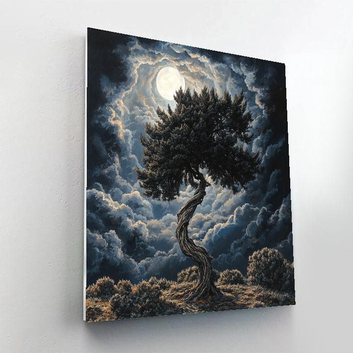 Francisco Goya Inspired Moonlit Cypress In Shadow painting number kit