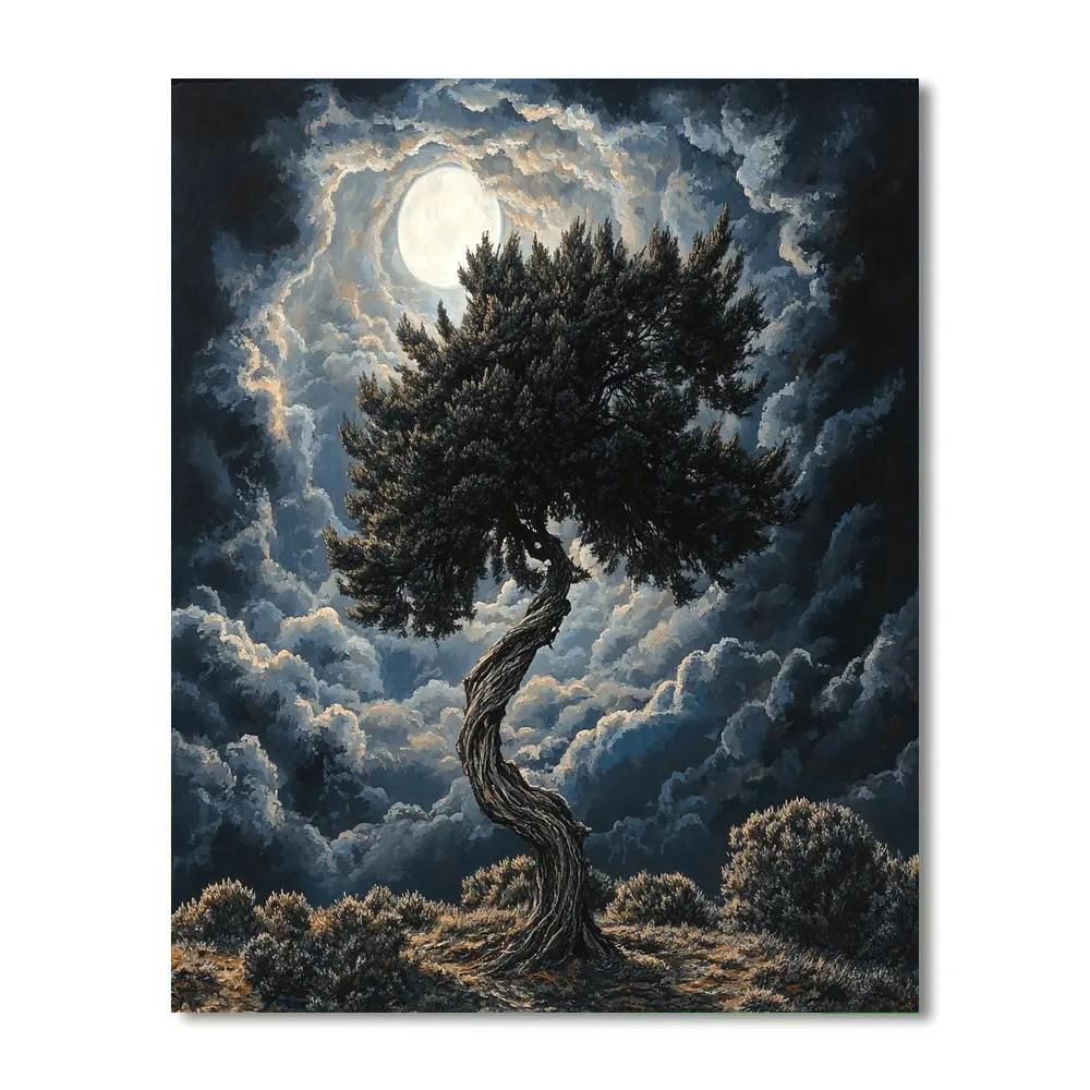 Francisco Goya Inspired Moonlit Cypress In Shadow painting number kit
