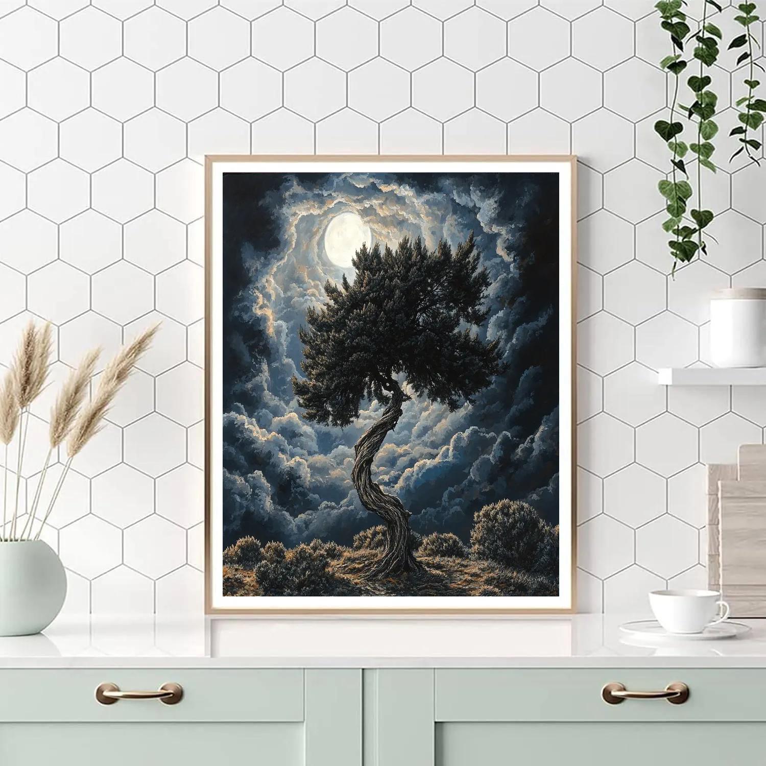 Francisco Goya Inspired Moonlit Cypress In Shadow painting number kit