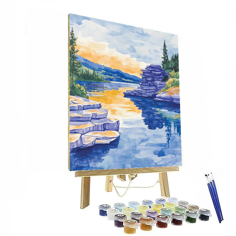 Franklin Carmichael Inspired Lake Of Prismatic Rocks Paint by numbers art