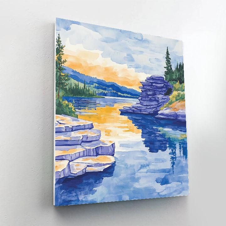 Franklin Carmichael Inspired Lake Of Prismatic Rocks Paint by numbers art
