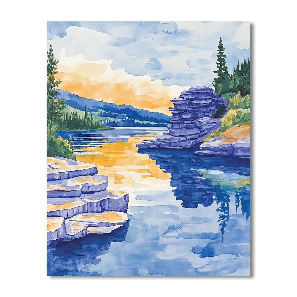 Franklin Carmichael Inspired Lake Of Prismatic Rocks Paint by numbers art