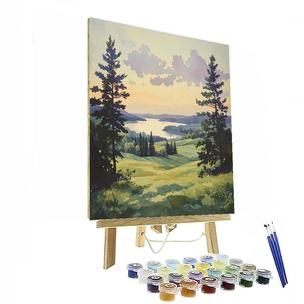 Franklin Carmichael Inspired Rolling Hills Under Celestial Glow Paint by numbers kits