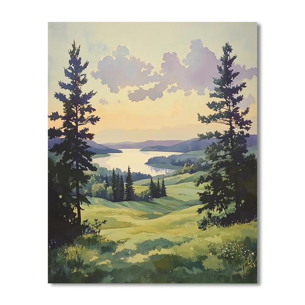 Franklin Carmichael Inspired Rolling Hills Under Celestial Glow Paint by numbers kits