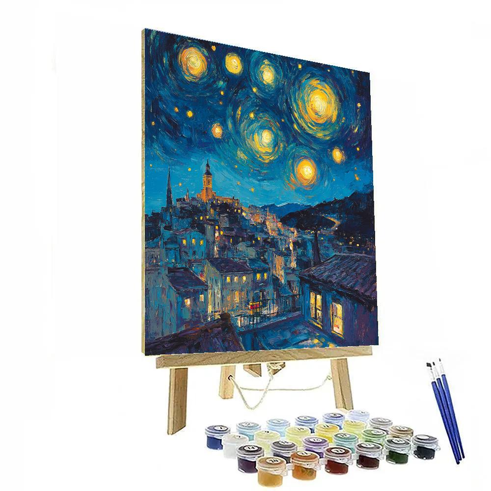 Van Gogh Inspired Celestial Citylights Number painting