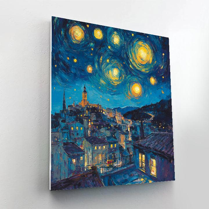 Van Gogh Inspired Celestial Citylights Number painting