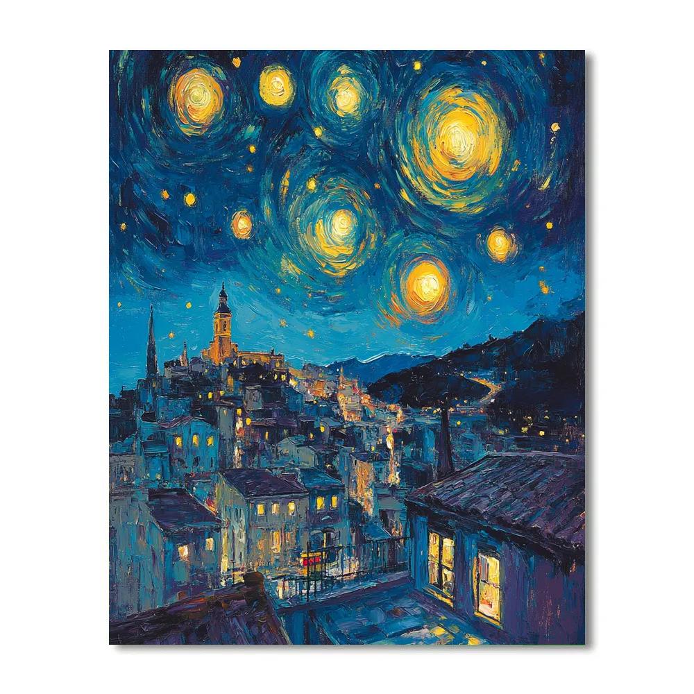 Van Gogh Inspired Celestial Citylights Number painting