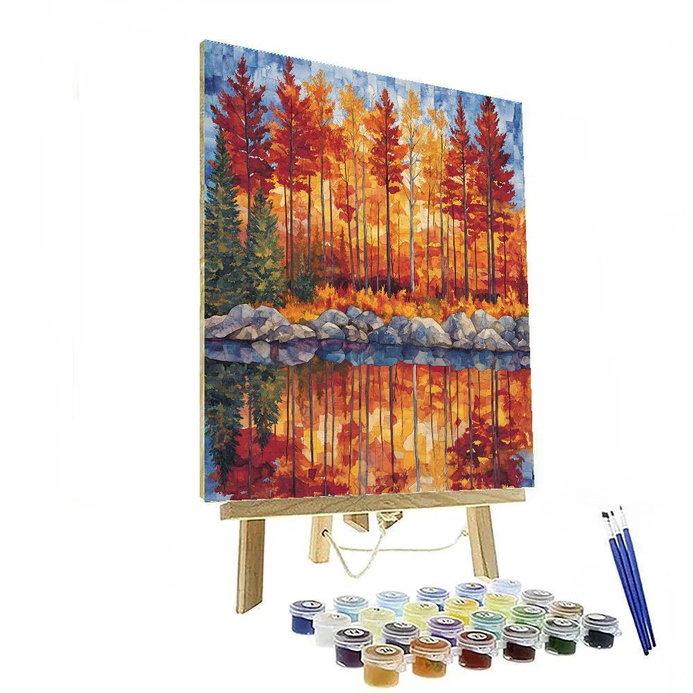 Franklin Carmichael Inspired Pine Screens At Autumn Lake Edge Number painting