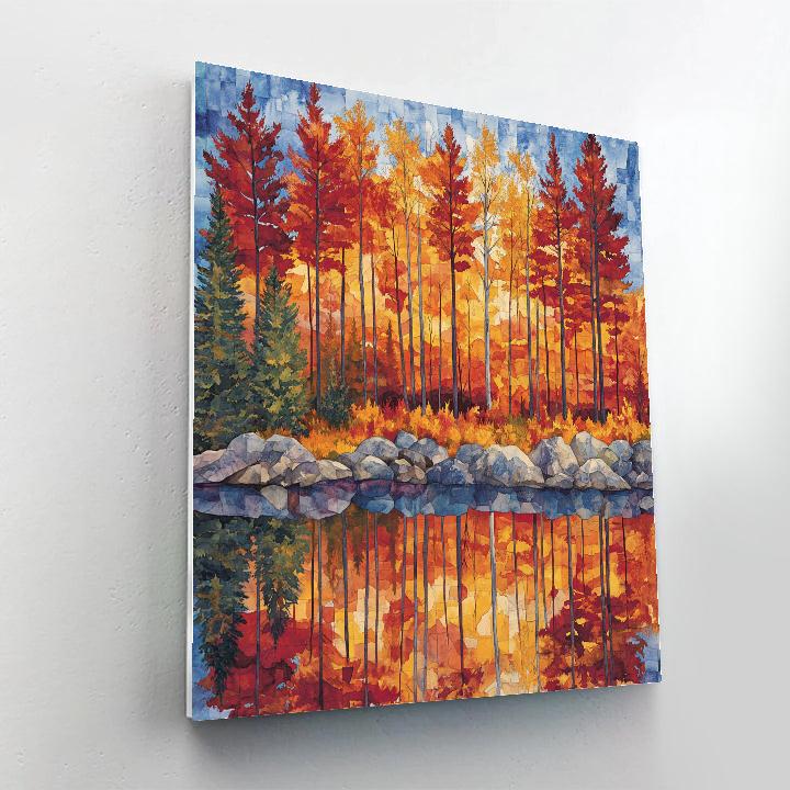 Franklin Carmichael Inspired Pine Screens At Autumn Lake Edge Number painting