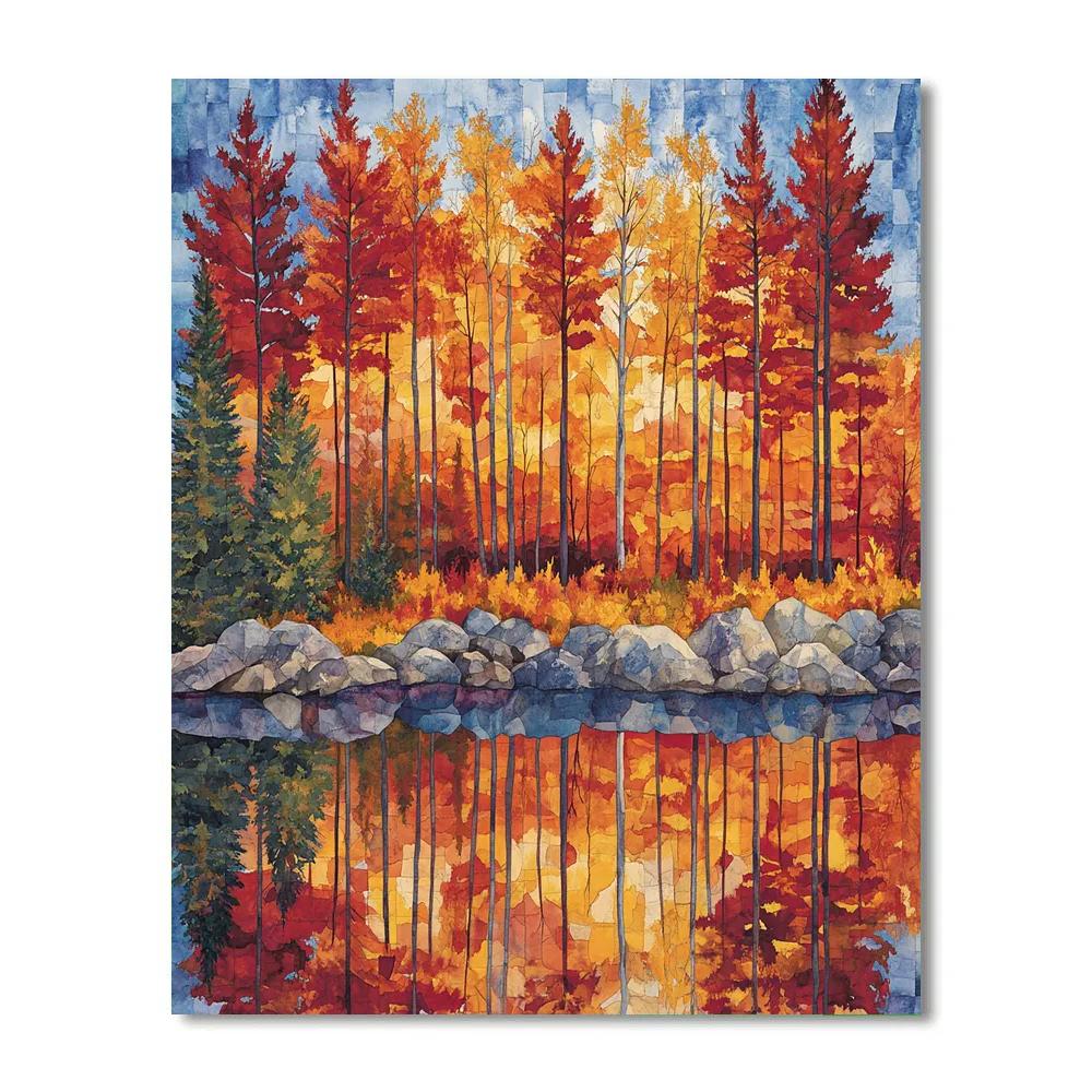 Franklin Carmichael Inspired Pine Screens At Autumn Lake Edge Number painting