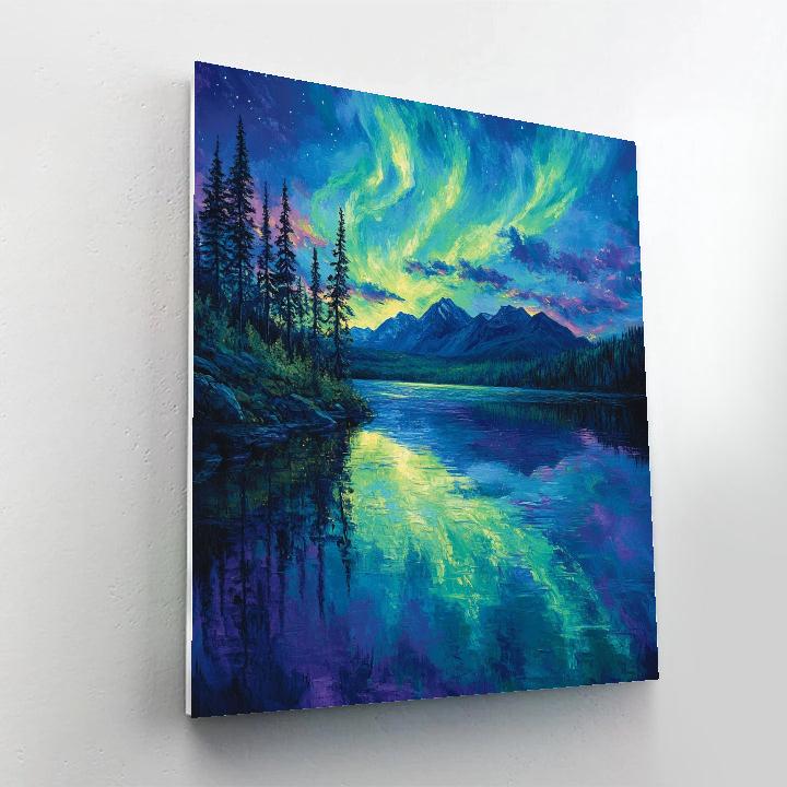 Frederick Varley Inspired Luminescent Aurora Over Serene Lakescape paint by numbers