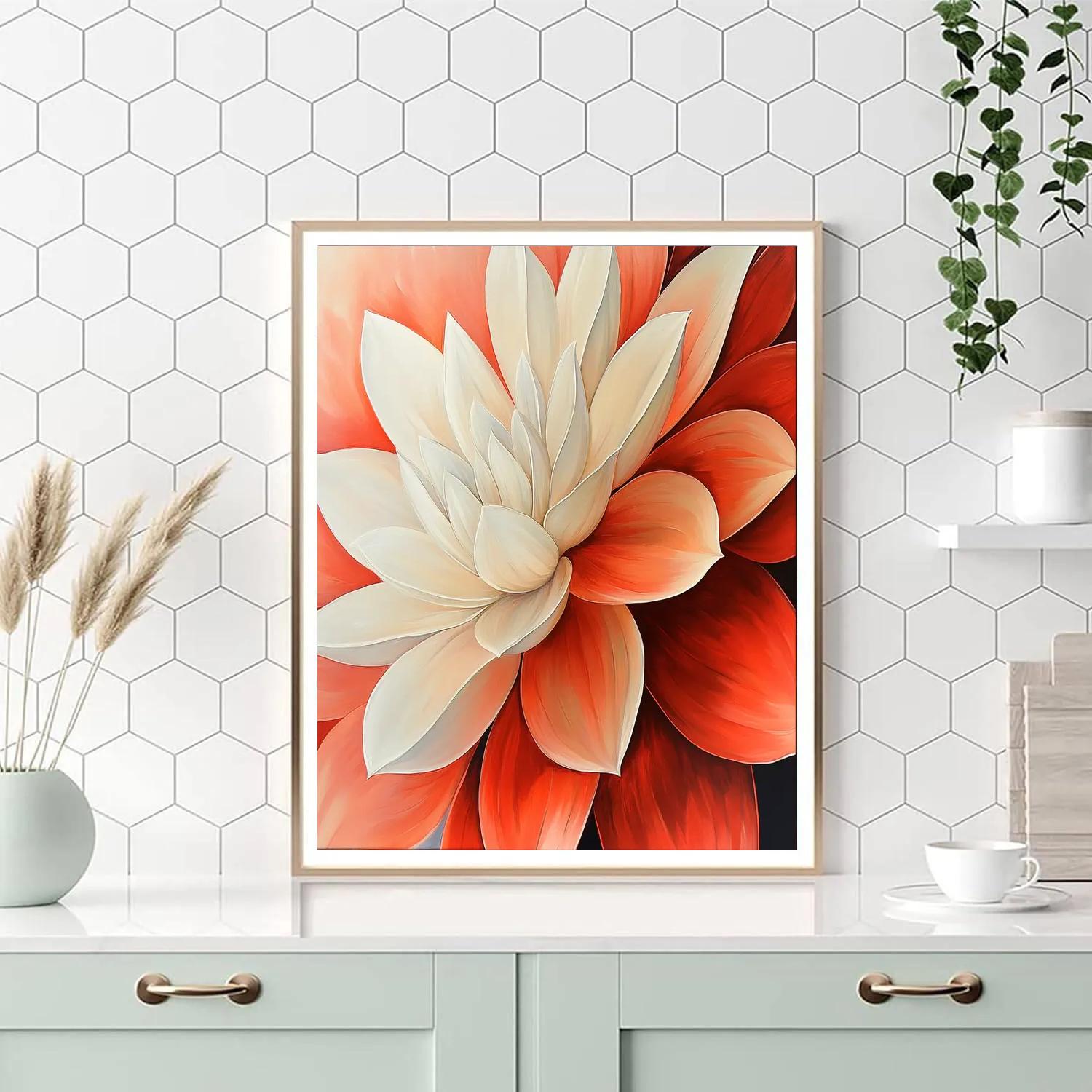 Georgia O’Keeffe Inspired Monumental Crimson Petal paint by color
