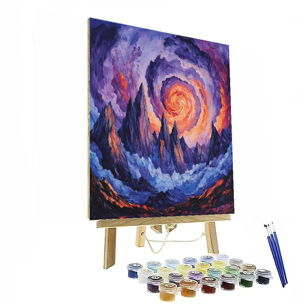 Frederick Varley Inspired Storm-Laden Peaks Beneath Vibrant Violet Skies paint by color