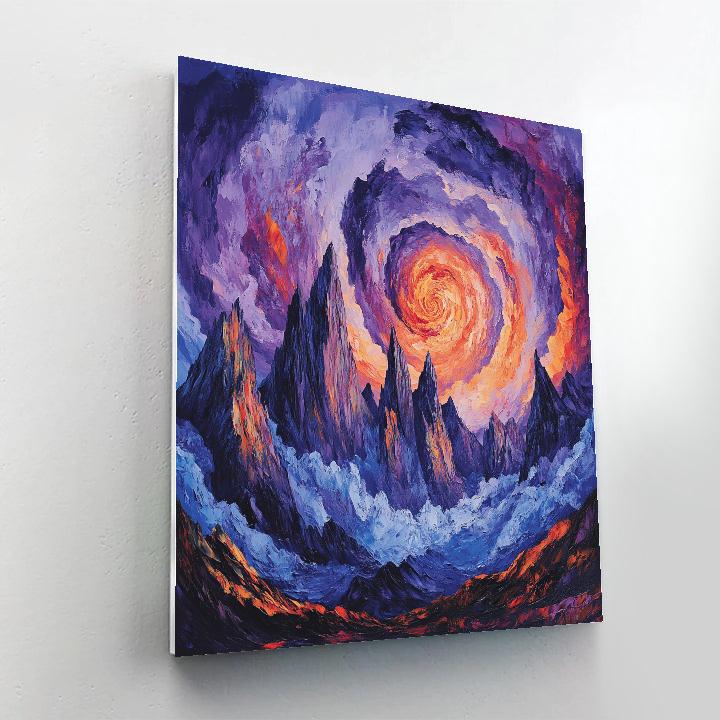 Frederick Varley Inspired Storm-Laden Peaks Beneath Vibrant Violet Skies paint by color