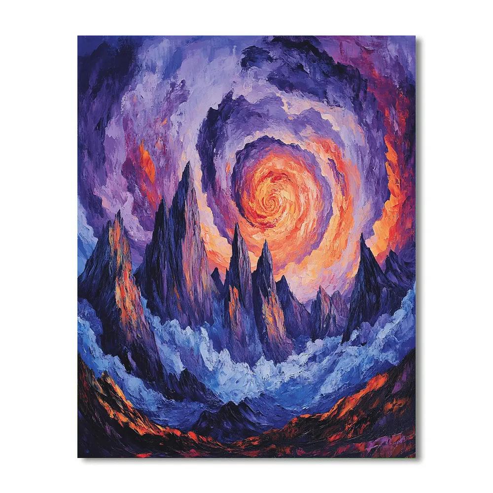 Frederick Varley Inspired Storm-Laden Peaks Beneath Vibrant Violet Skies paint by color
