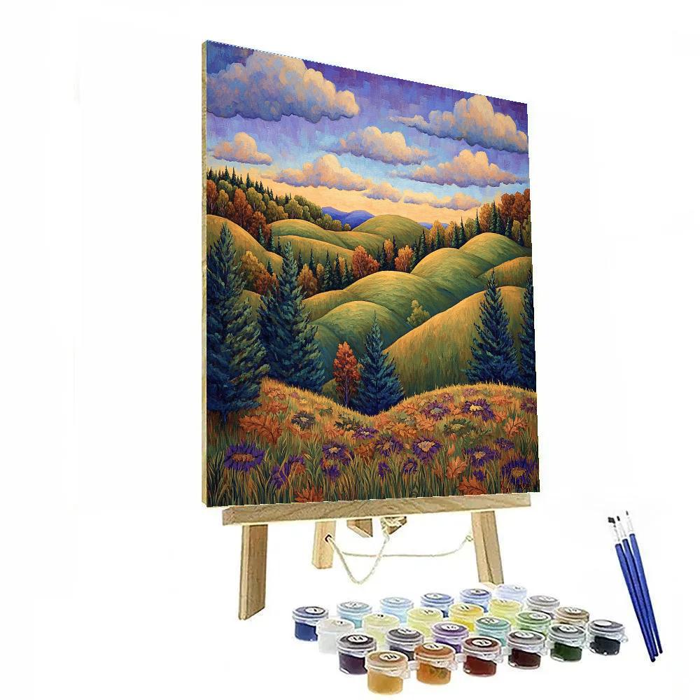 J. E. H. MacDonald Inspired Algoma Autumn Hillscape paint by numbers