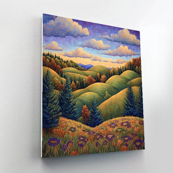 J. E. H. MacDonald Inspired Algoma Autumn Hillscape paint by numbers