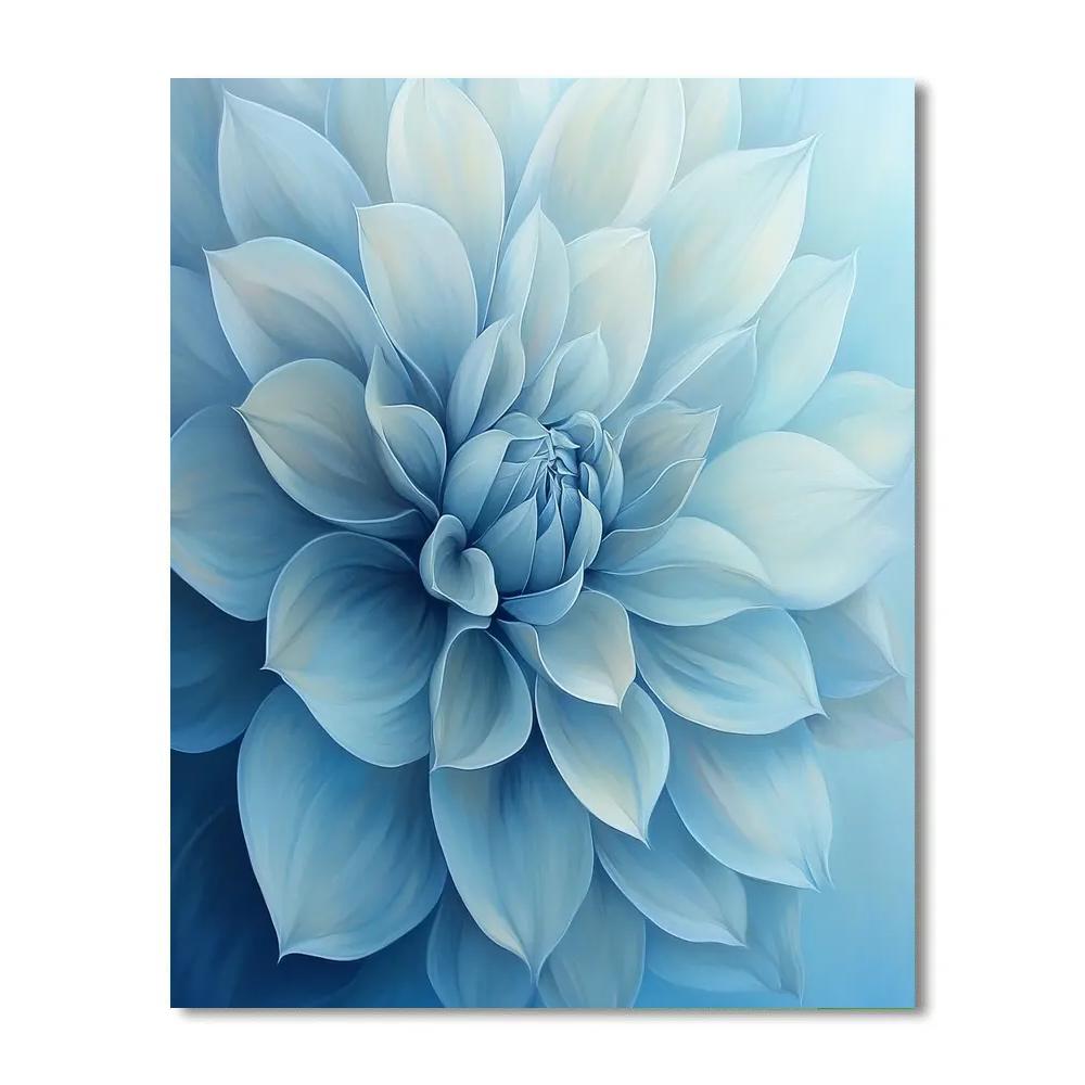 Georgia O’Keeffe Inspired Majestic Blossom In Soft Blue paint by number