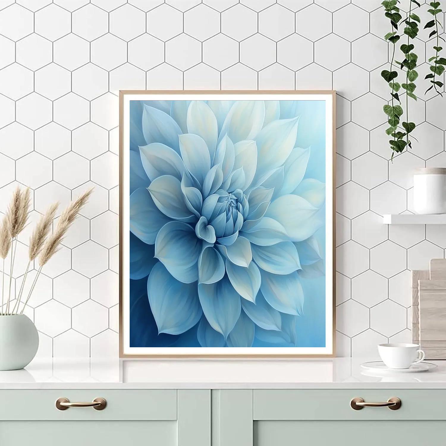 Georgia O’Keeffe Inspired Majestic Blossom In Soft Blue paint by number