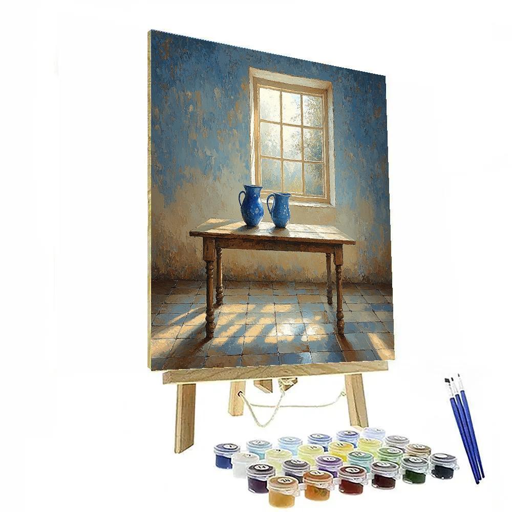 Johannes Vermeer Inspired Sunlit Delft Window With Blue Jug Painting by numbers kit