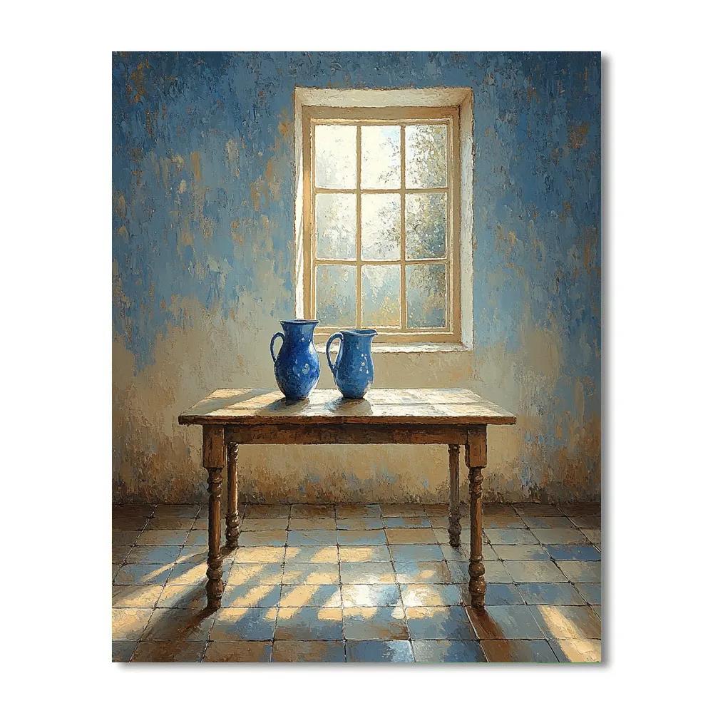 Johannes Vermeer Inspired Sunlit Delft Window With Blue Jug Painting by numbers kit