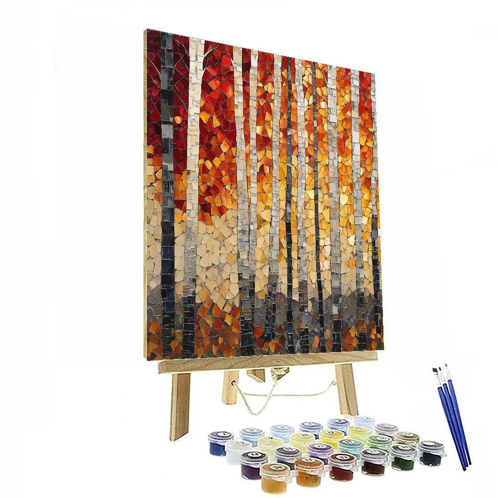 Jean-Paul Riopelle Inspired Autumnal Tessellated Thicket Painting by numbers kit