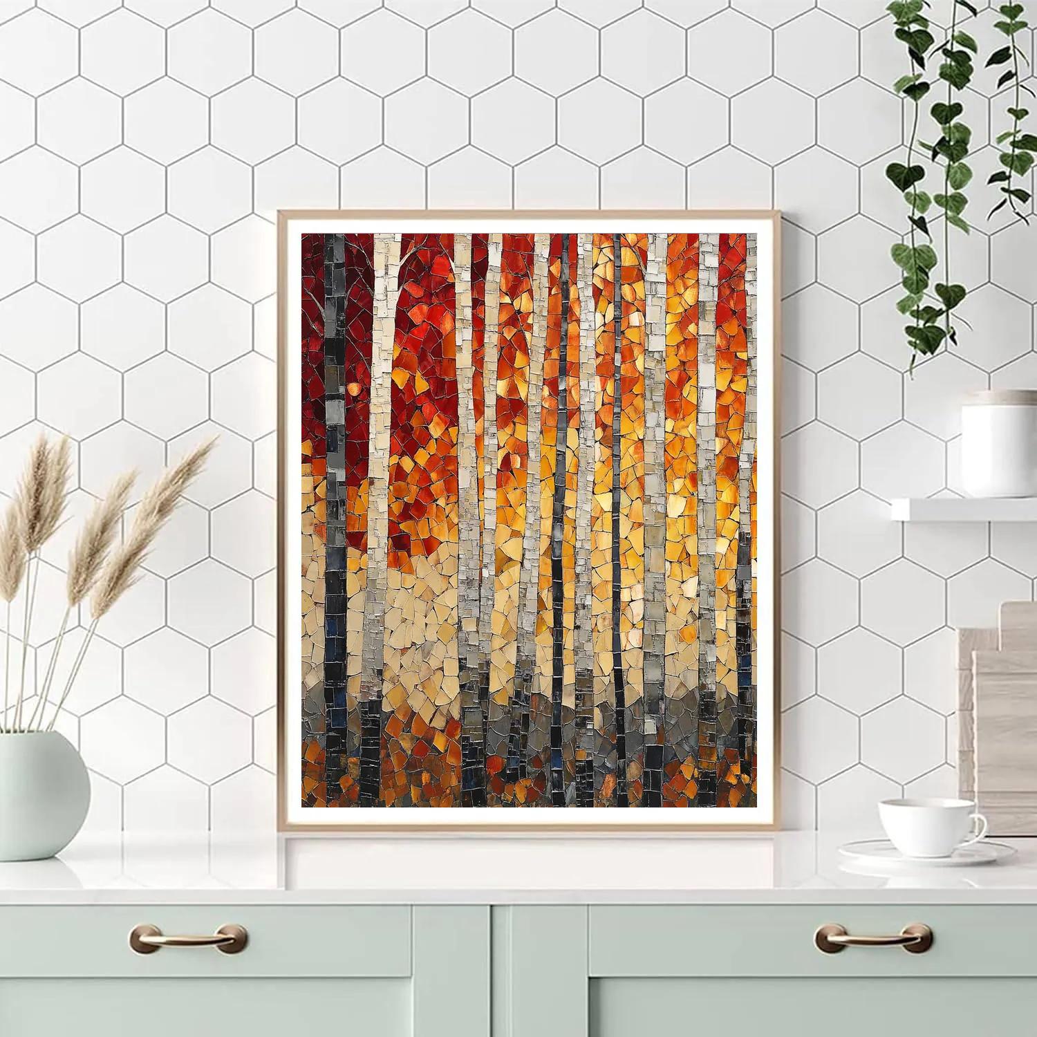 Jean-Paul Riopelle Inspired Autumnal Tessellated Thicket Painting by numbers kit