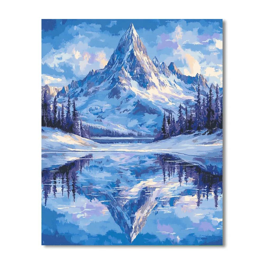 Lawren Harris Inspired Mountain Silence Over Still Lake paint by color