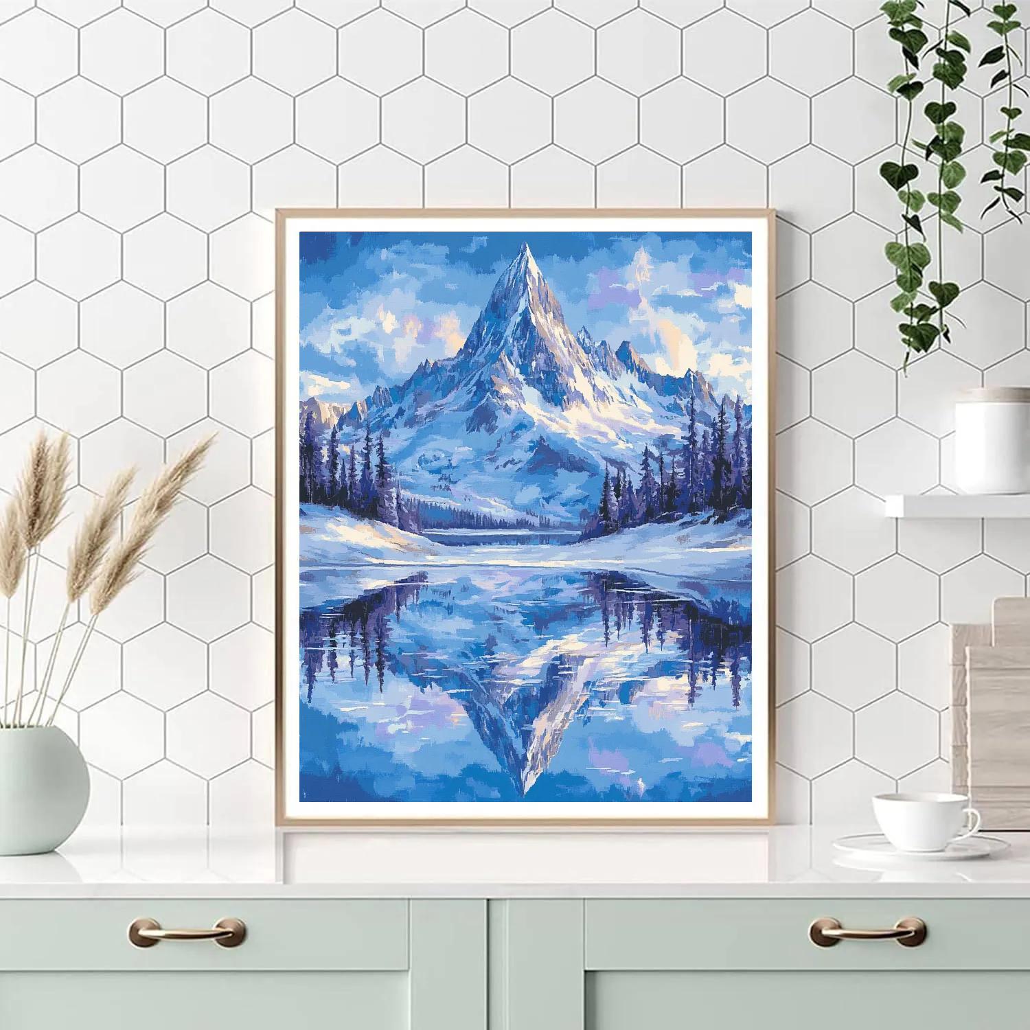 Lawren Harris Inspired Mountain Silence Over Still Lake paint by color