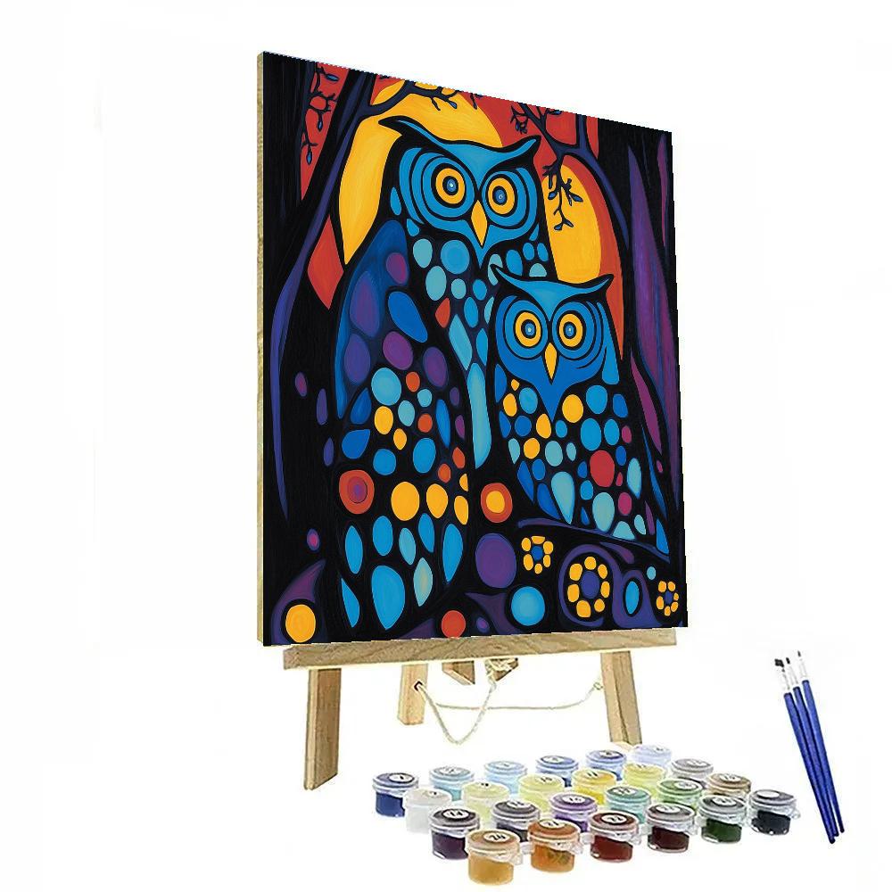 Norval Morrisseau Inspired Owl Spirits Of The Midnight Forest Numbered painting kits