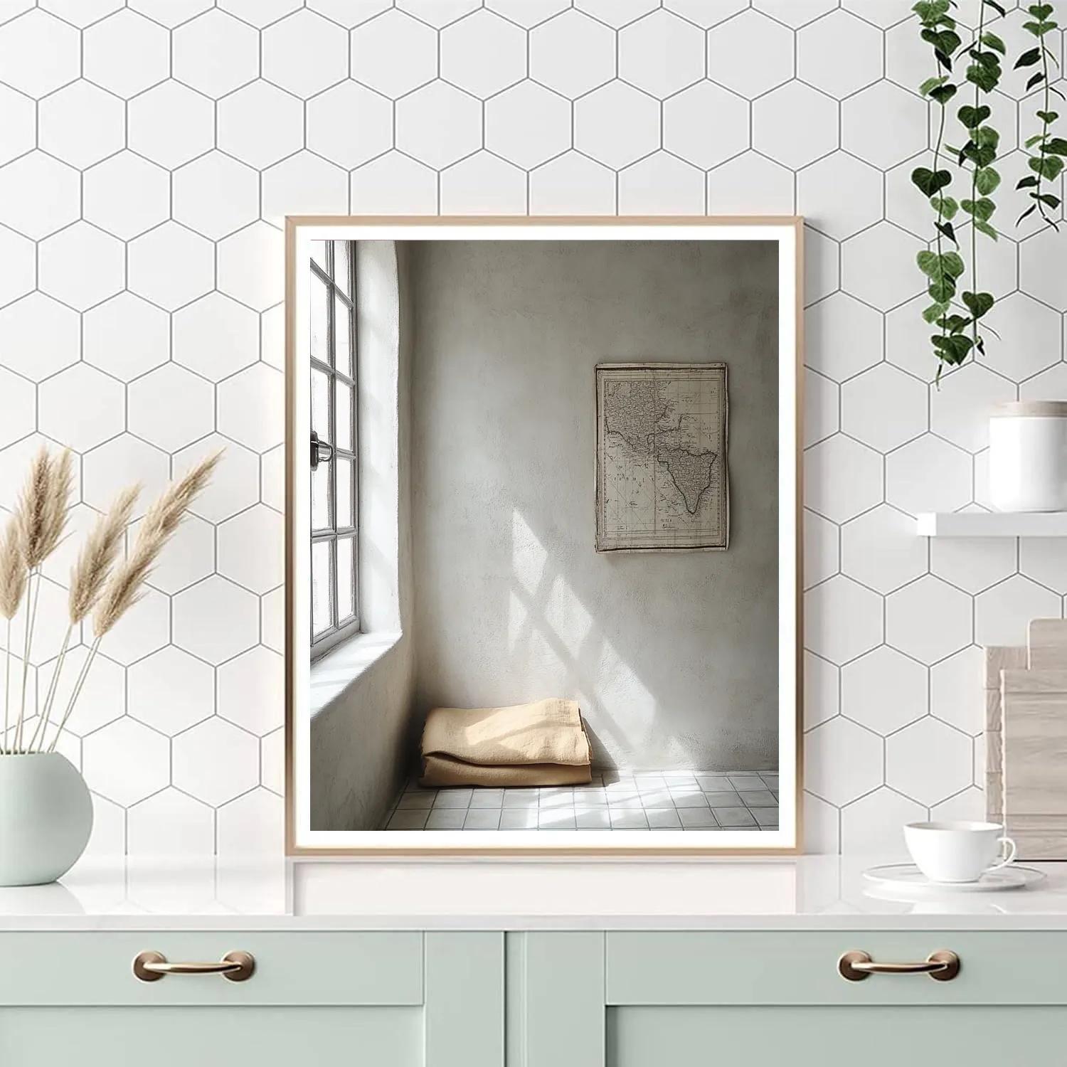 Johannes Vermeer Inspired Quiet Interior With Map And Sunbeam painting number kit