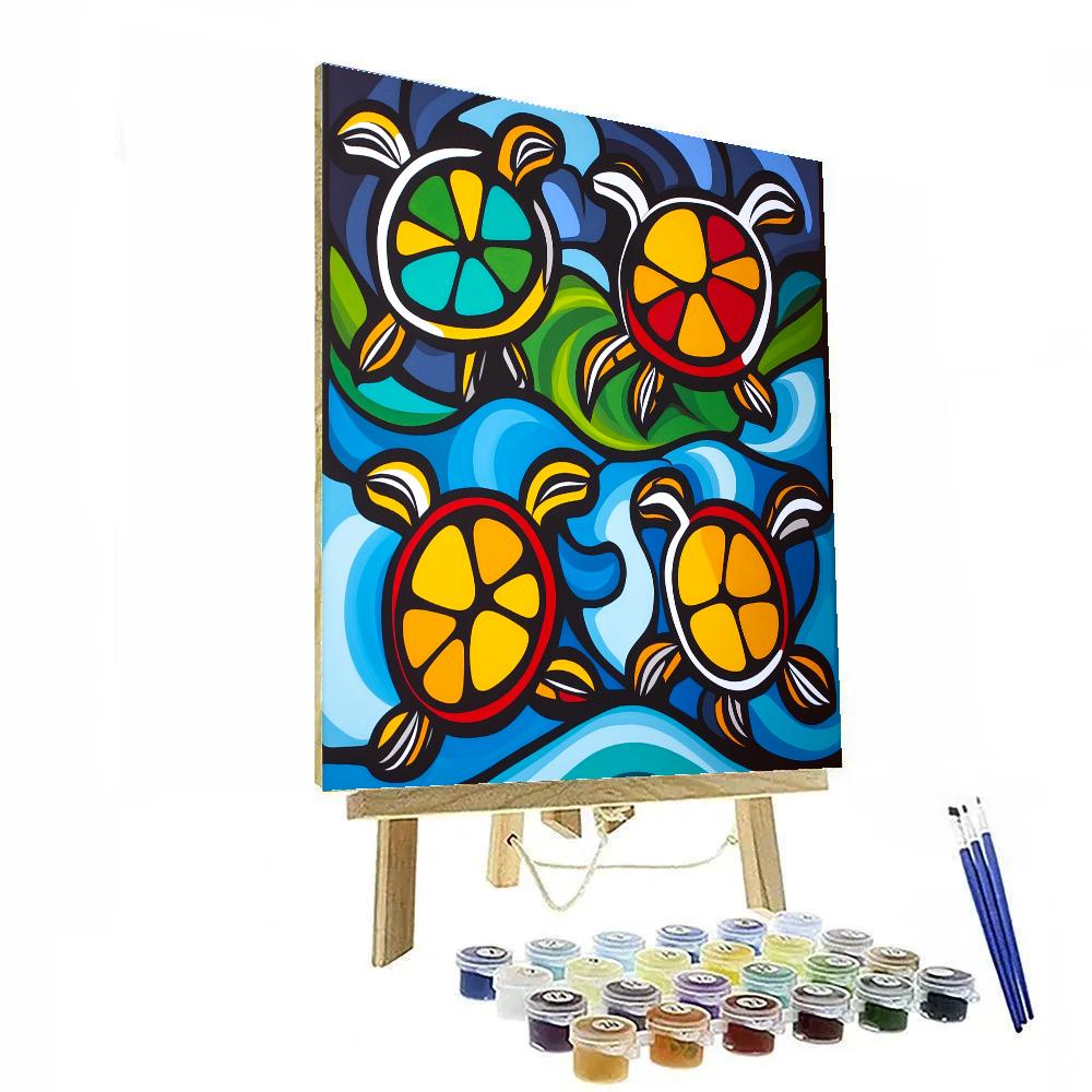 Norval Morrisseau Inspired Turtle Guardians Of The Sacred Waters Paint by numbers art