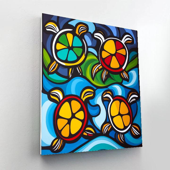 Norval Morrisseau Inspired Turtle Guardians Of The Sacred Waters Paint by numbers art